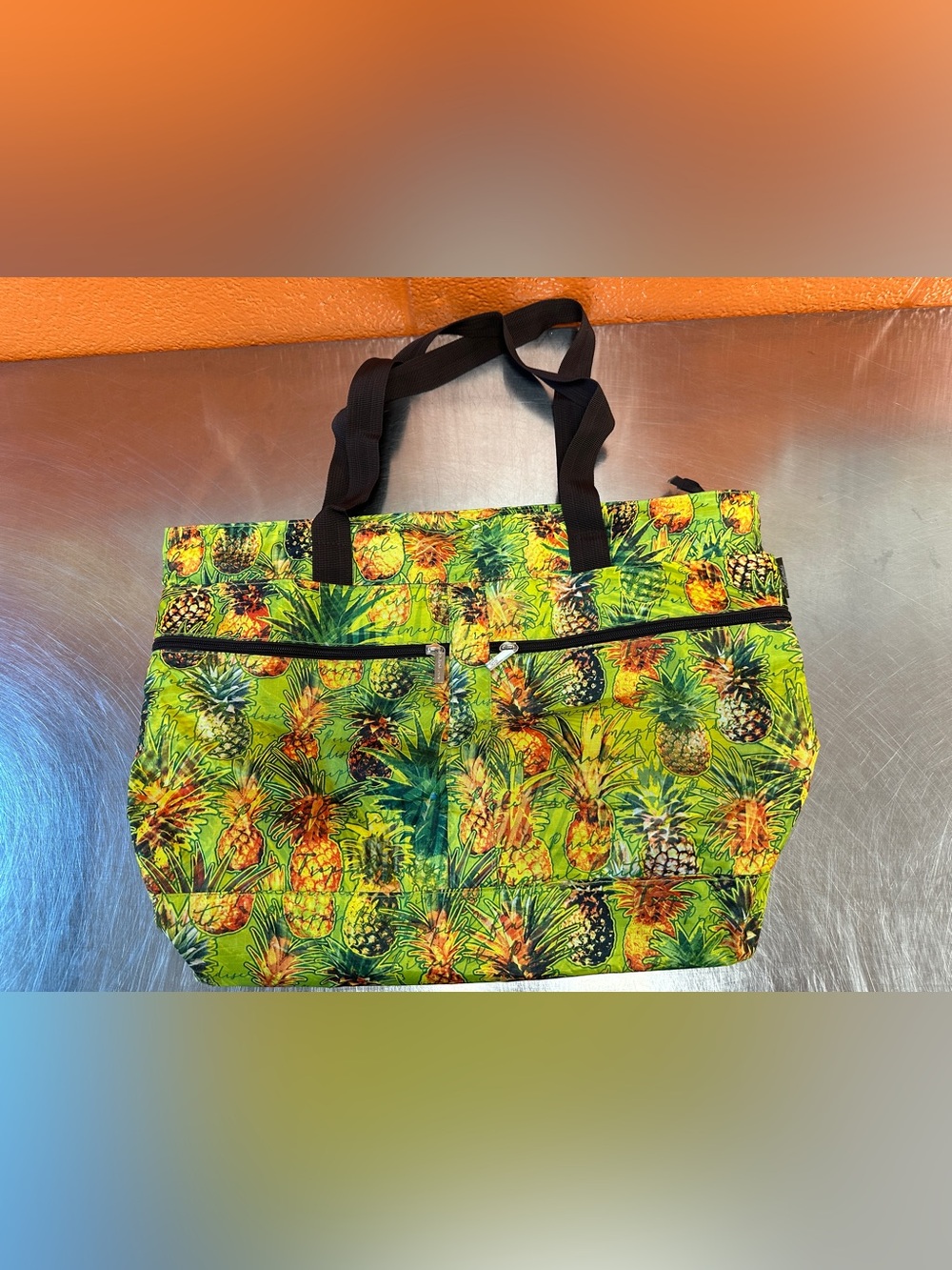 Eco Islands Land & Ocean Hawaii Vibrant Pineapple Travel Tote Beach Bag